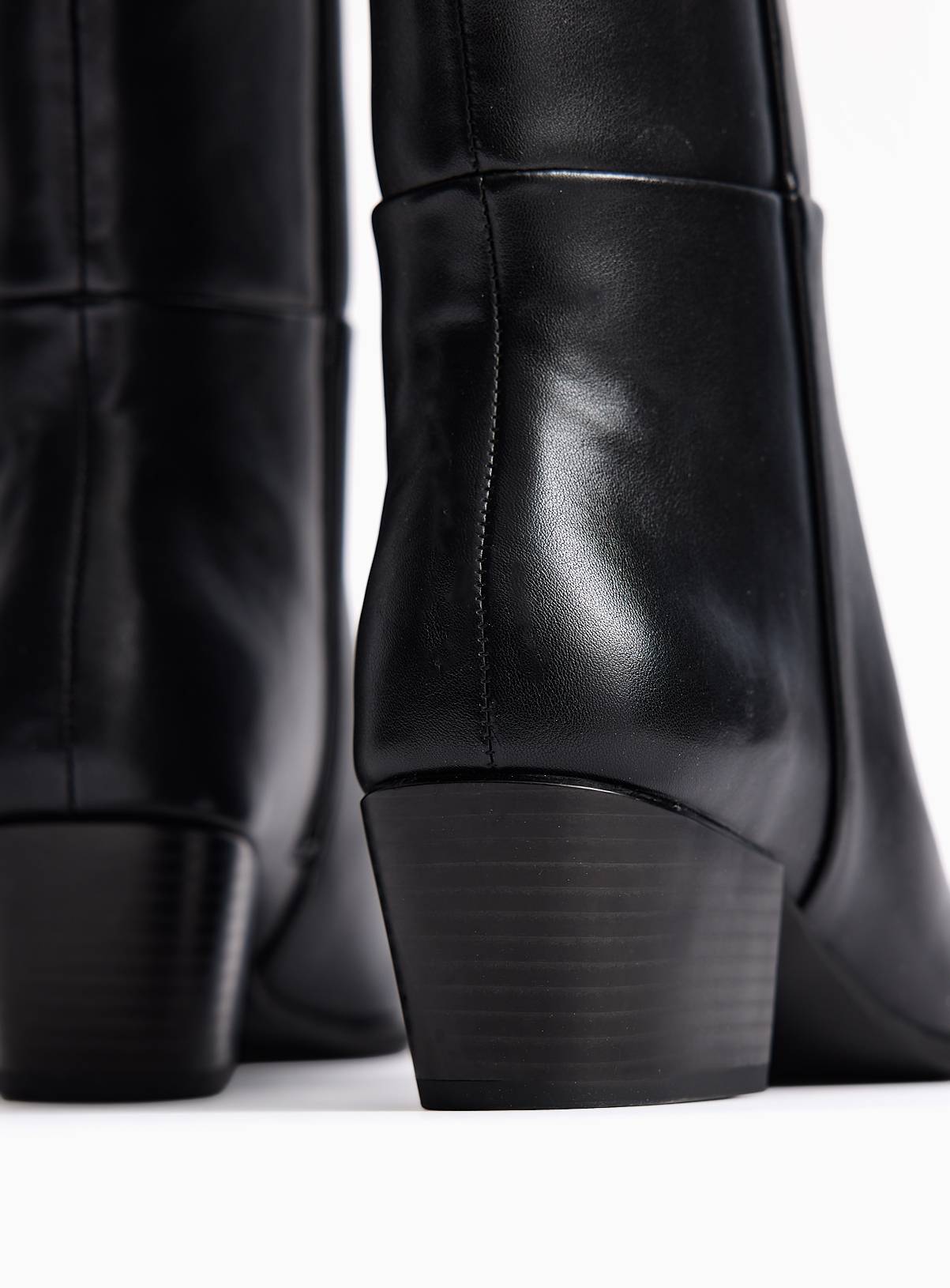 Black Smooth PU Long Leg Western Boots 3 - Image 4
