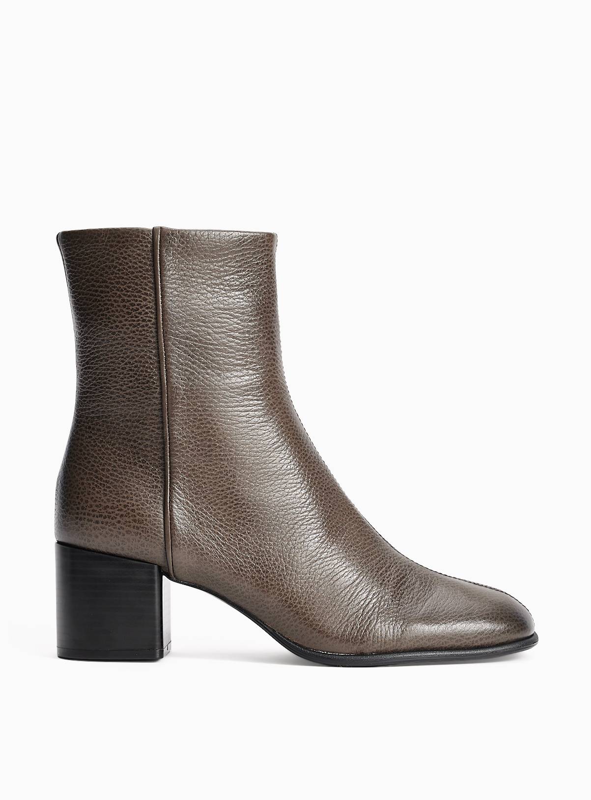 Black Leather Block Heel Ankle Boots 9 - Image 2
