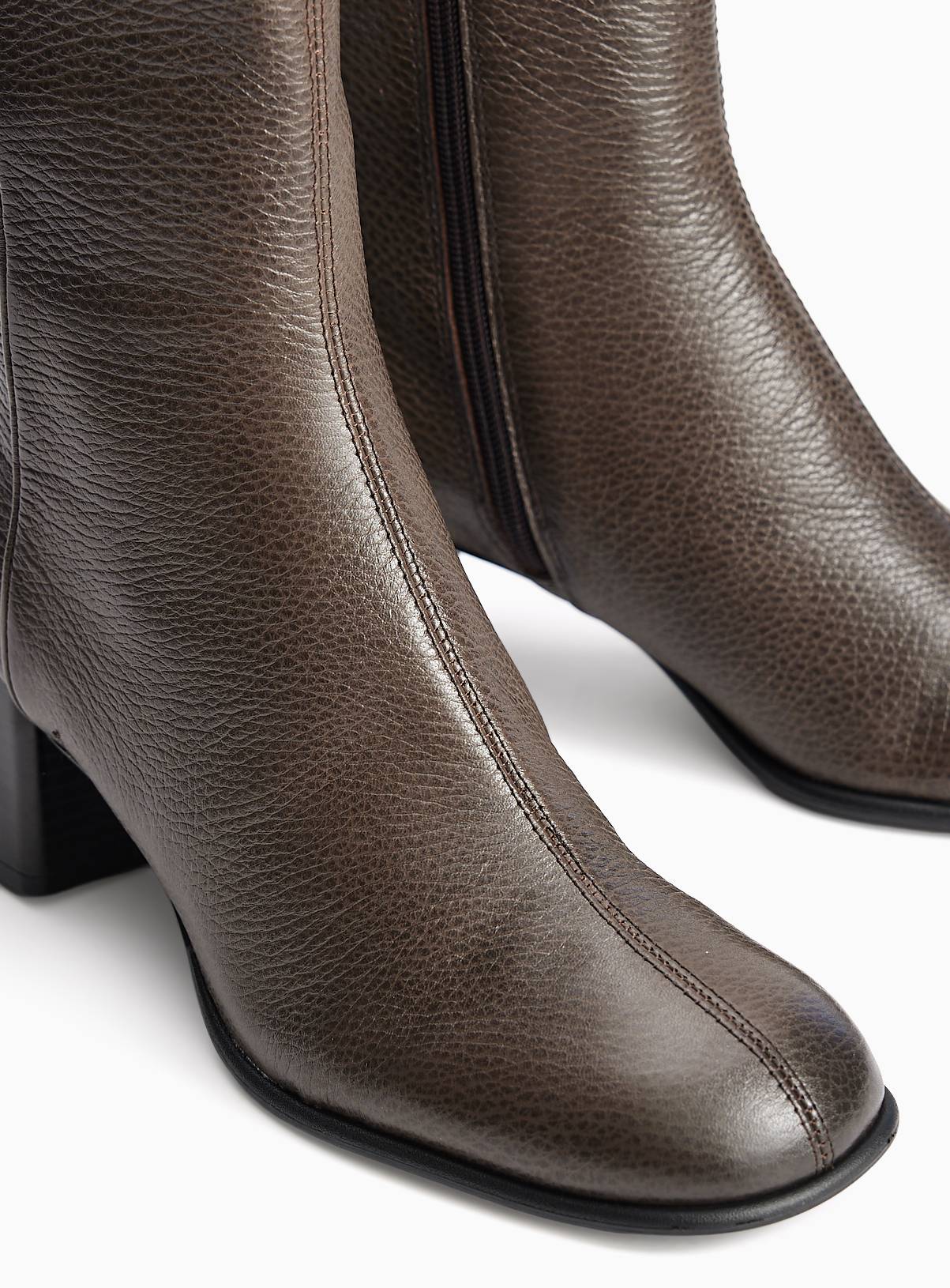 Black Leather Block Heel Ankle Boots 9 - Image 3