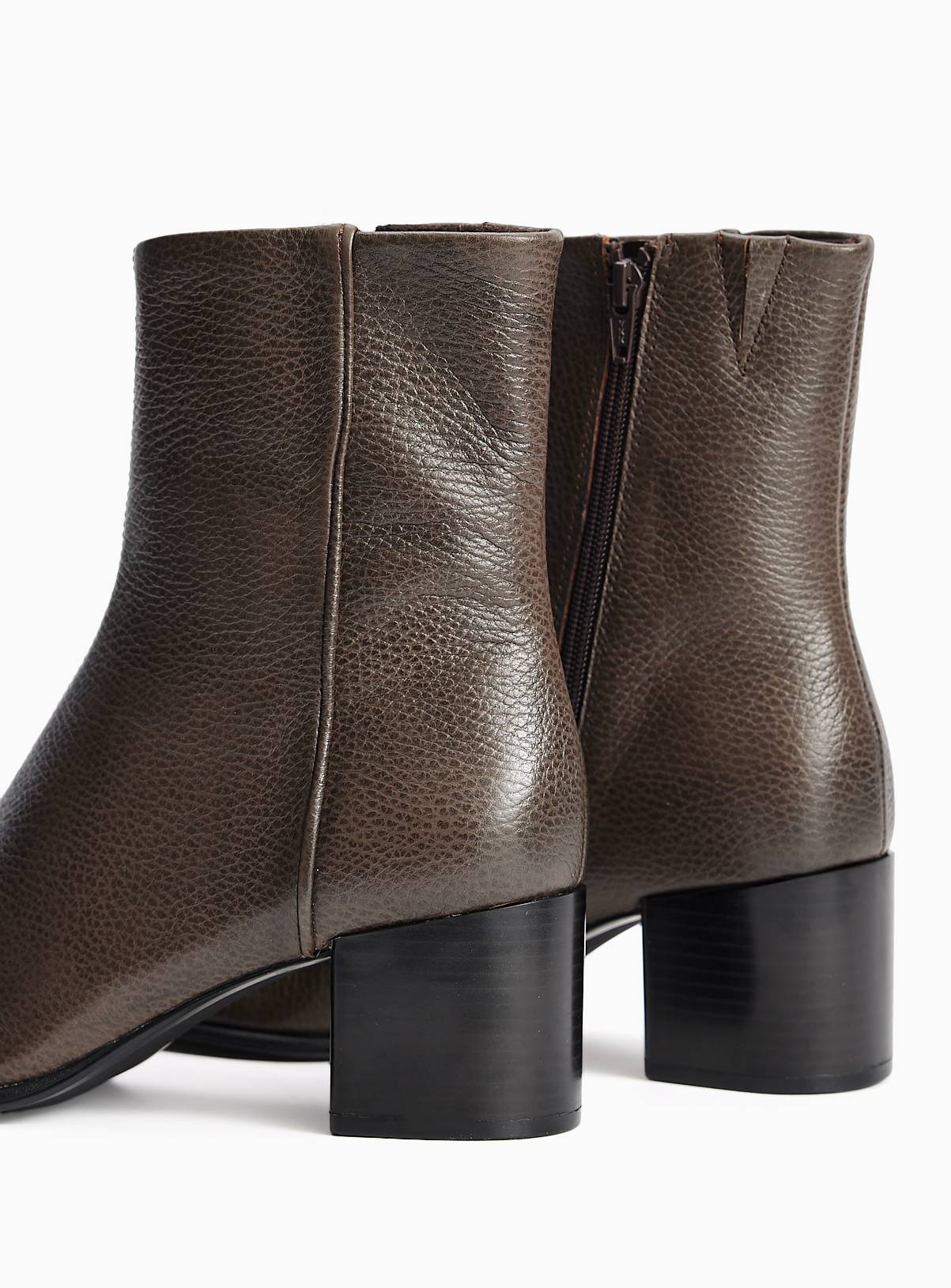 Black Leather Block Heel Ankle Boots 9 - Image 4