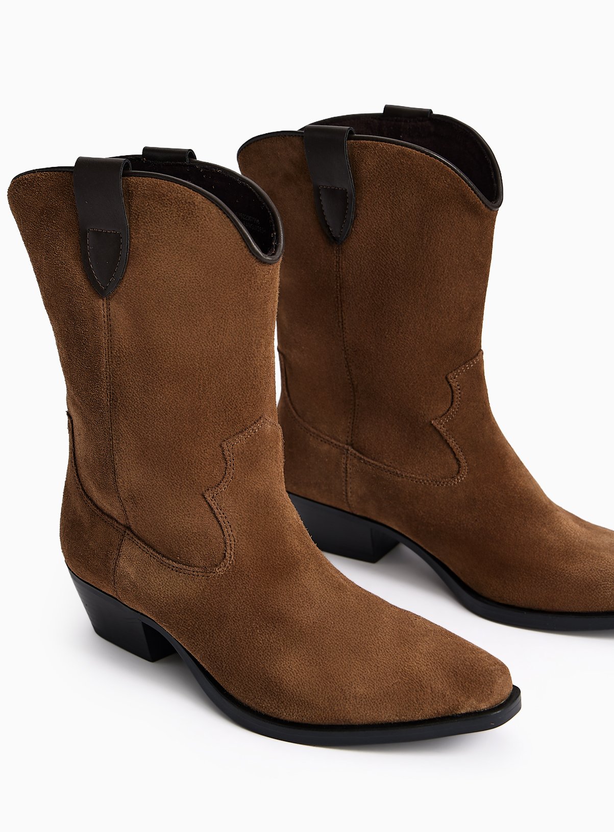 Brown Suede Western Mid-Leg Cowboy Boots 7 - Image 2 thumbnail