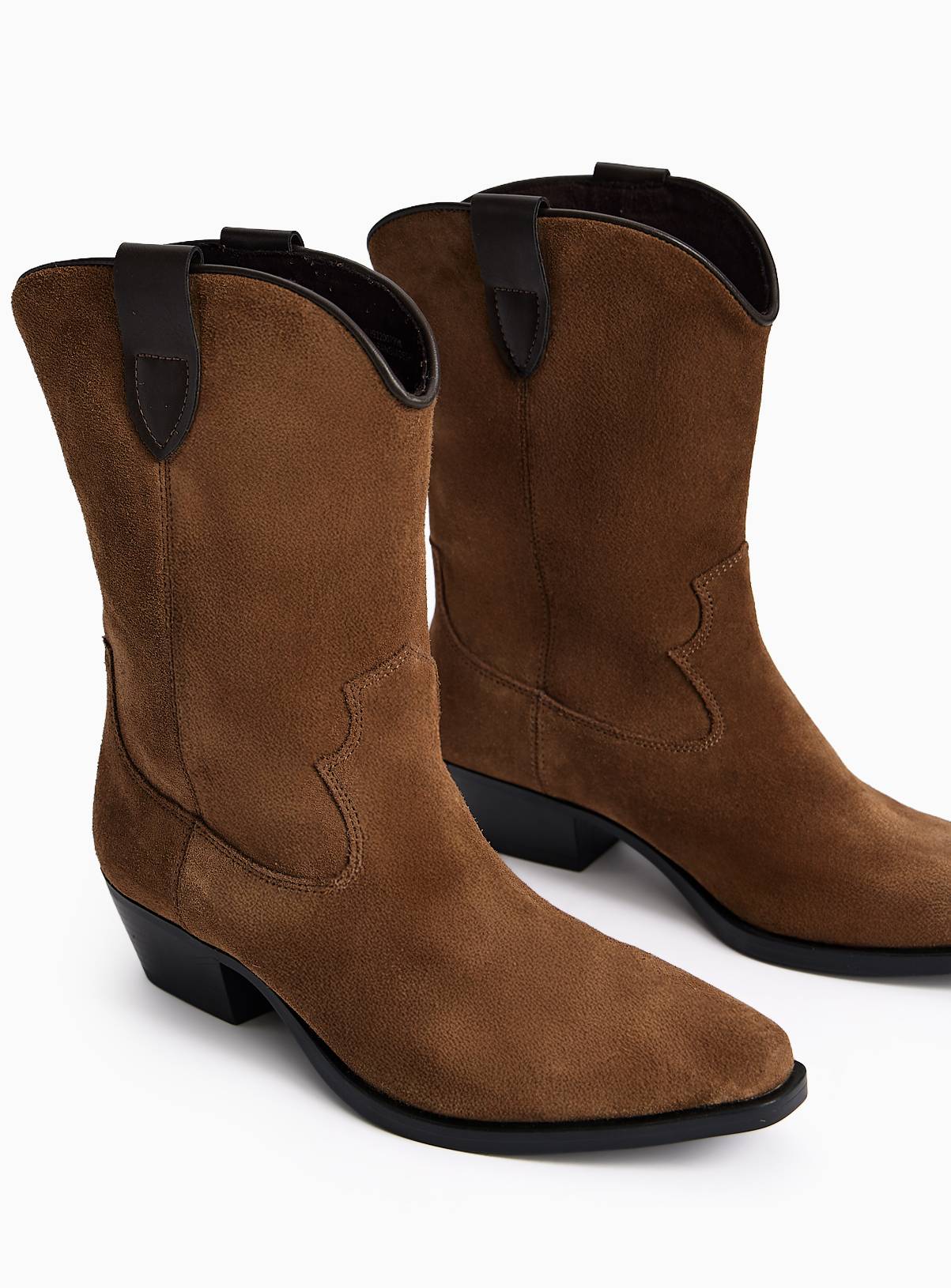 Brown Suede Western Mid-Leg Cowboy Boots 7 - Image 2