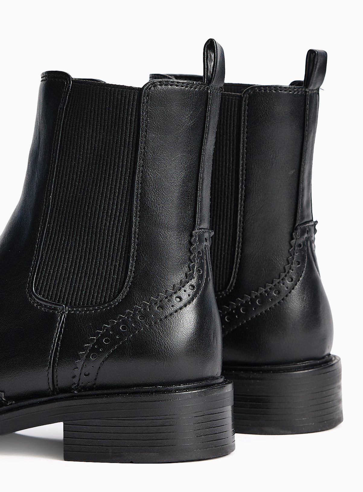 Black Faux Leather Brogue Chelsea Boots 7 - Image 4 thumbnail