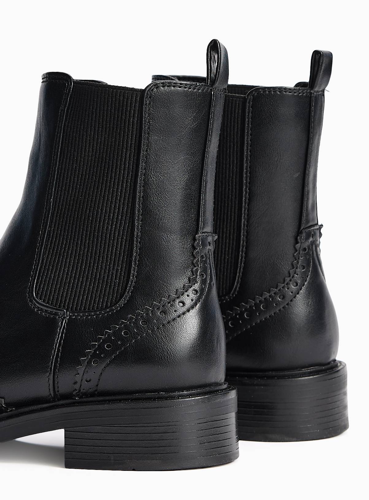 Black Faux Leather Brogue Chelsea Boots 7 - Image 4