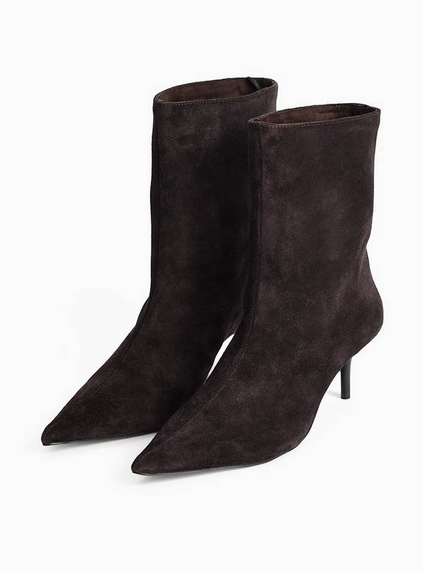 Brown Suede Pointed Ankle Boots 9