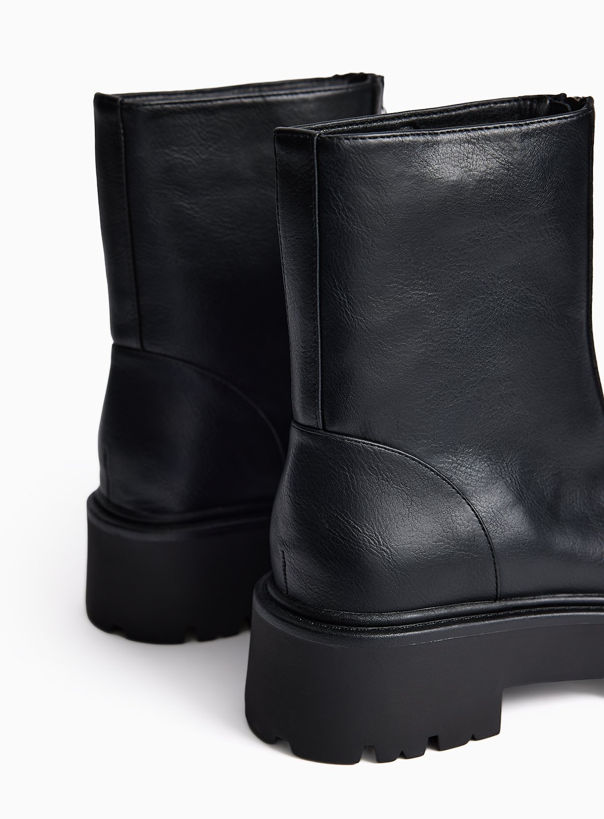 Black Faux Leather Chunky Ankle Boots 6 - Image 4 thumbnail