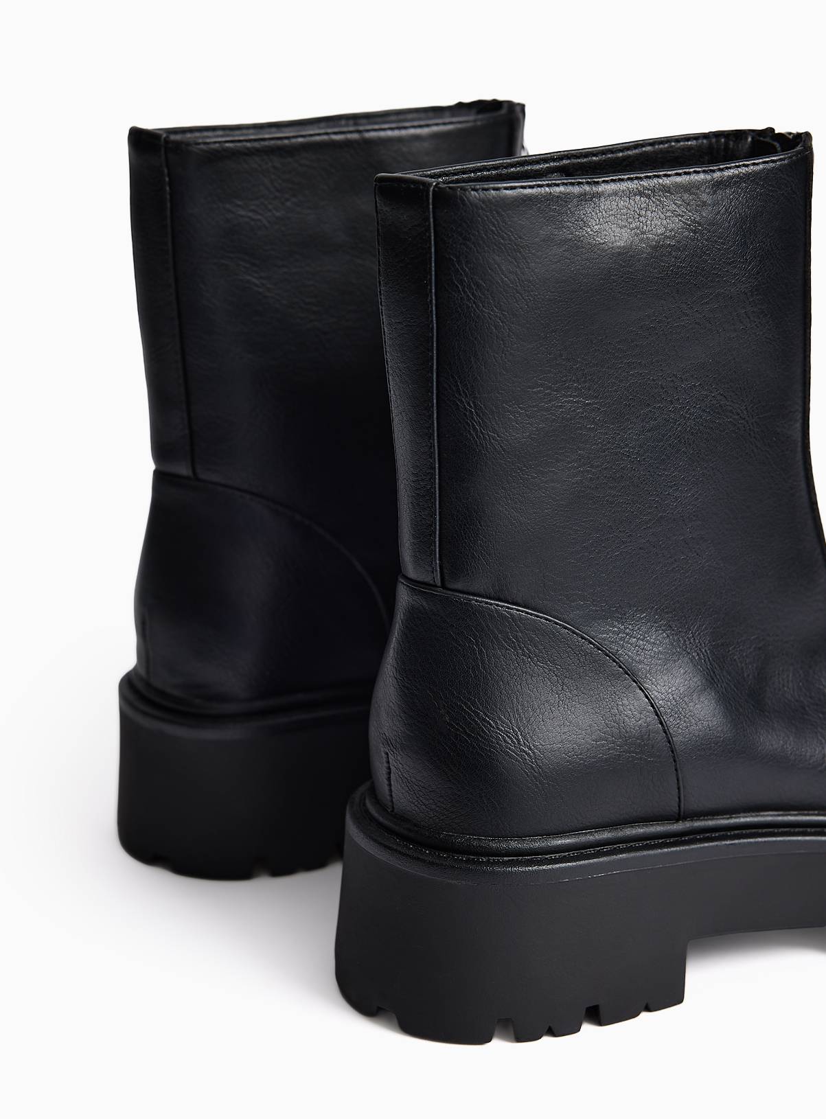 Black Faux Leather Chunky Ankle Boots 6 - Image 4