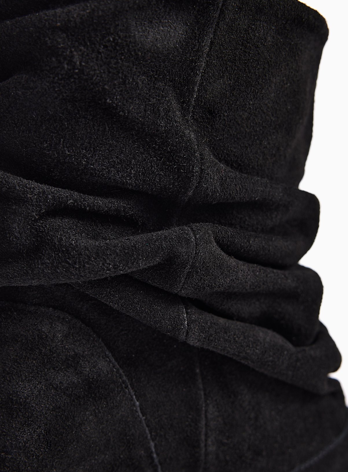 Black Ruched Mid Heel Suede Boots 7 - Image 3 thumbnail