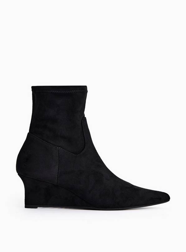 Black Wedge Ankle Boots 7