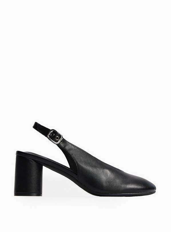 Black Swung Toe Slingback Heels 8