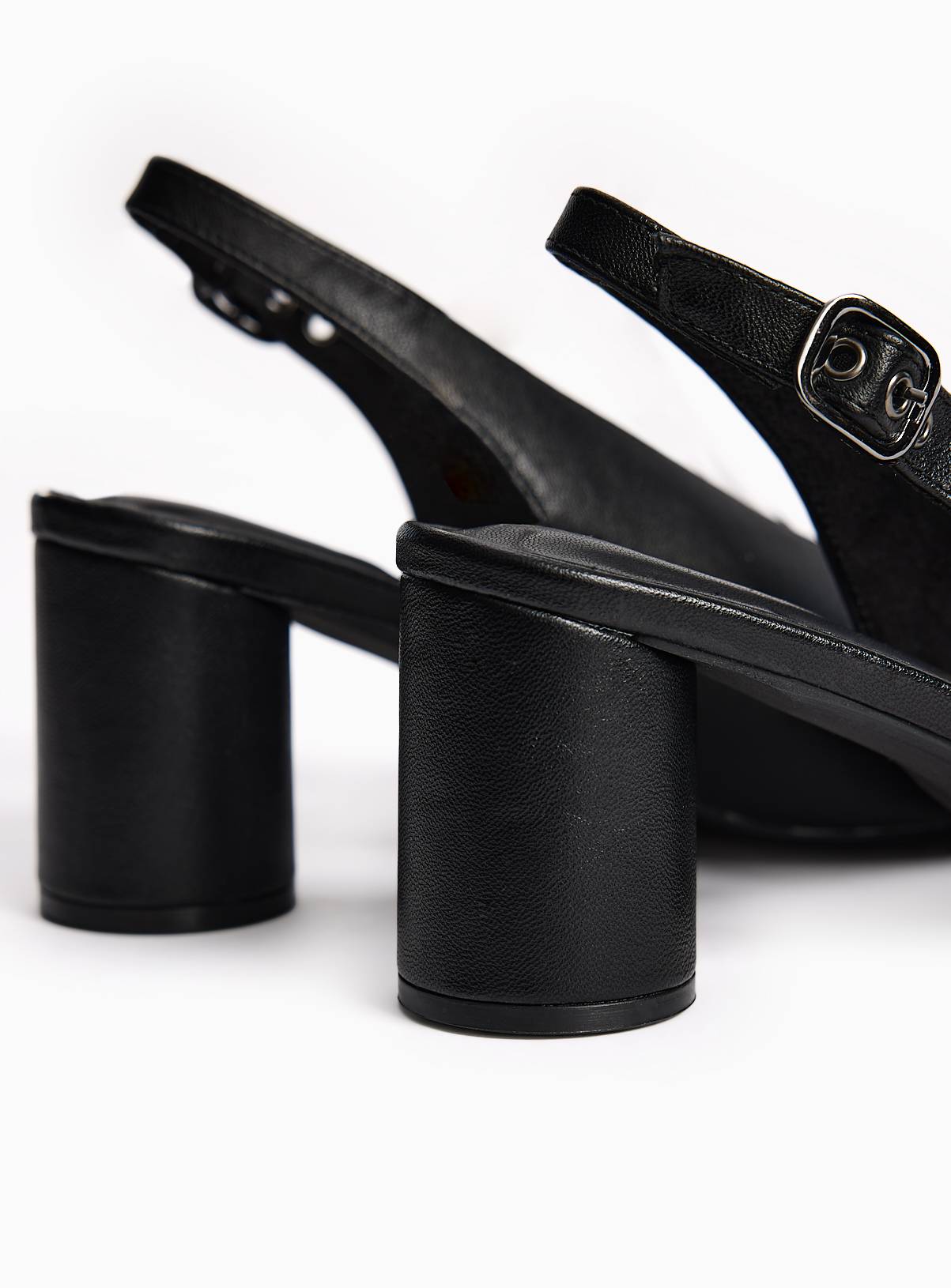 Black Swung Toe Slingback Heels 3 - Image 3