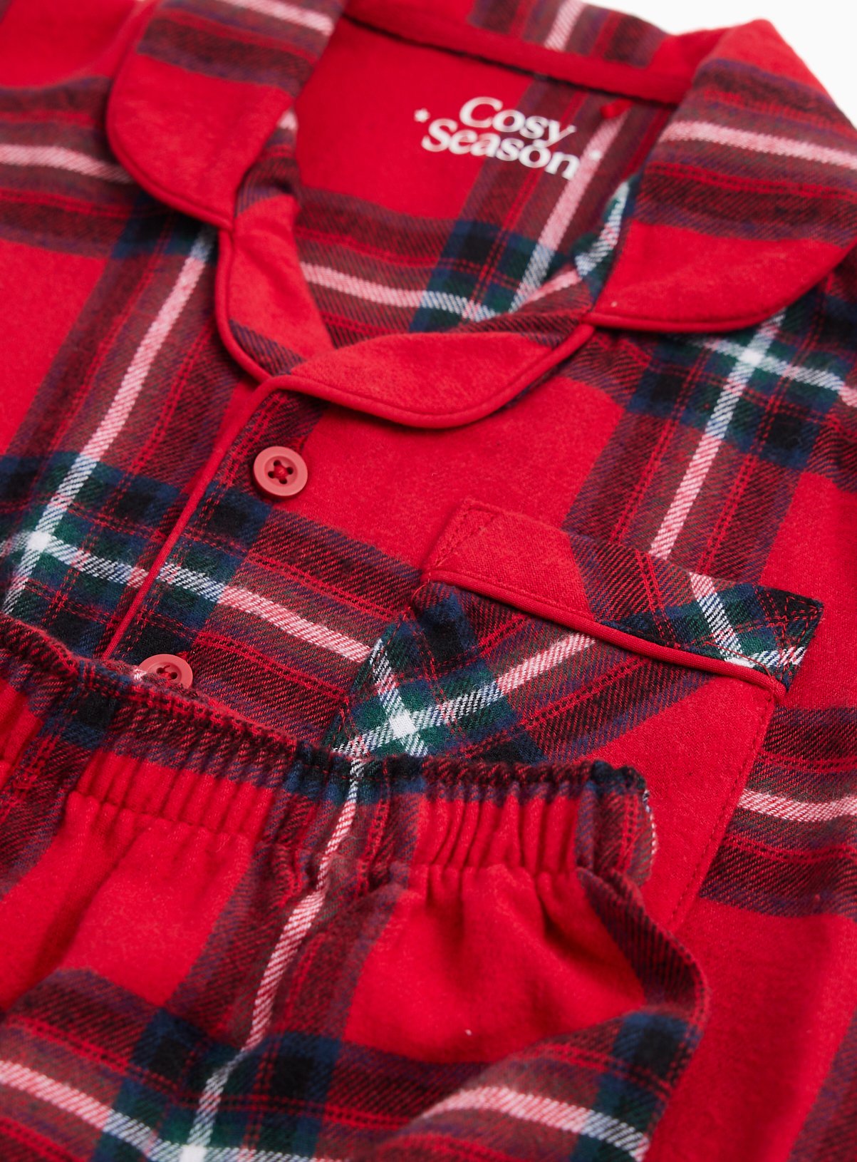 Family Matching Kids' Red Check Traditional Pyjama Set 10-11 years - Image 3 thumbnail