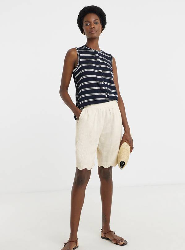 JD WILLIAMS Scallop Edge Linen Mix Short 22