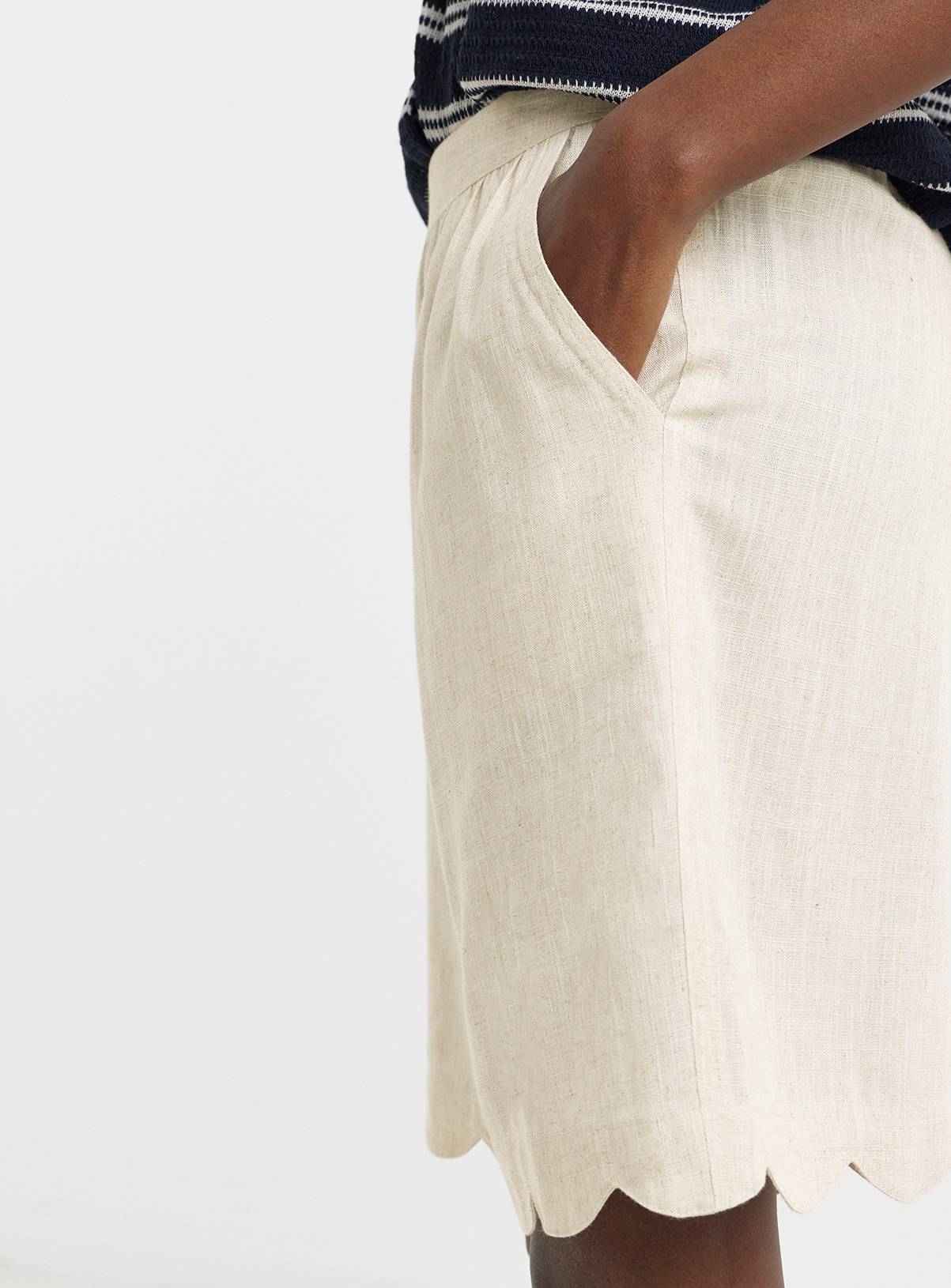 JD WILLIAMS Scallop Edge Linen Mix Short Stone 30 - Image 3