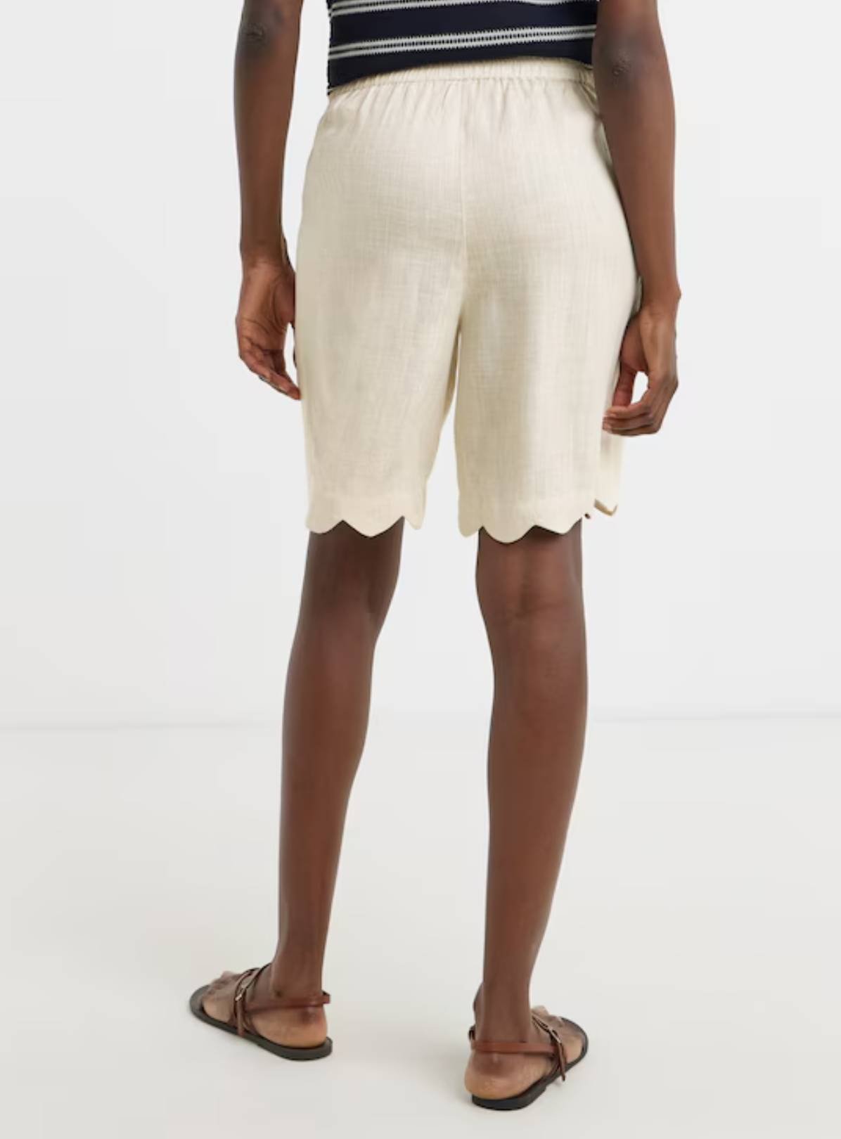 JD WILLIAMS Scallop Edge Linen Mix Short Stone 30 - Image 4 thumbnail