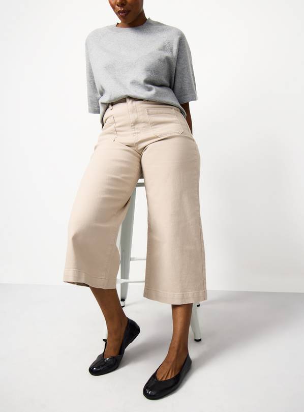 Stone Cropped Wide Leg Jeans 16