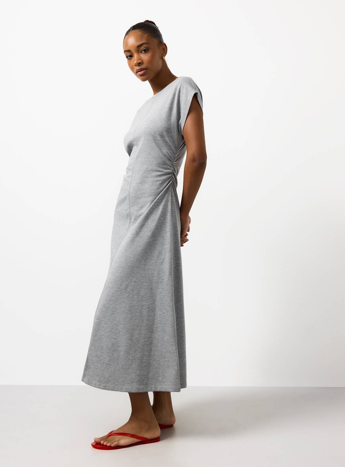 Grey Marl Cinched Jersey Dress 18 - Image 2