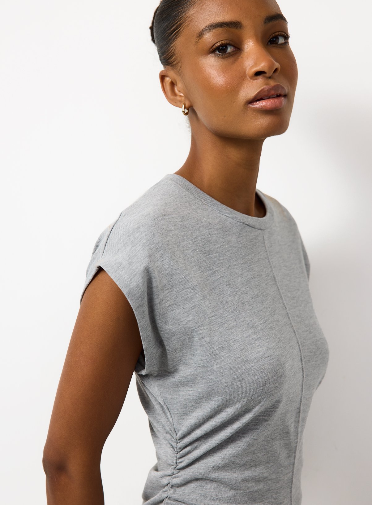 Grey Marl Cinched Jersey Dress 18 - Image 3 thumbnail