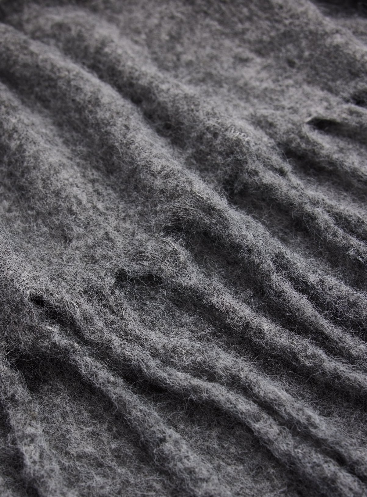 Oatmeal Brushed Knit Fringe Hem Cape One Size - Image 3 thumbnail