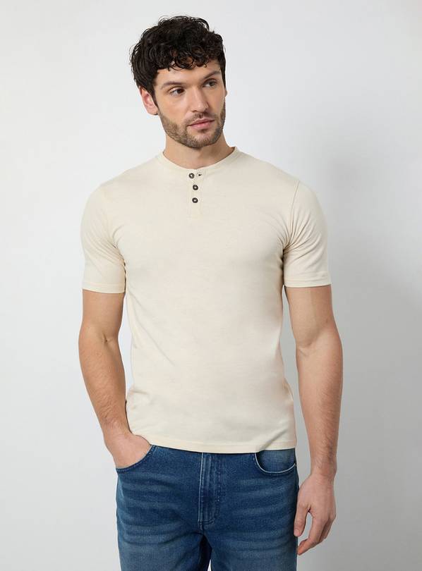 BURTON Off White Grandad Neck T Shirt L