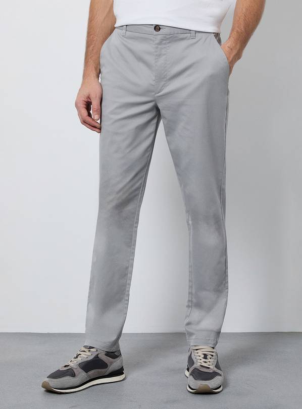 BURTON Pale Grey Slim Fit Chino Trousers 36S