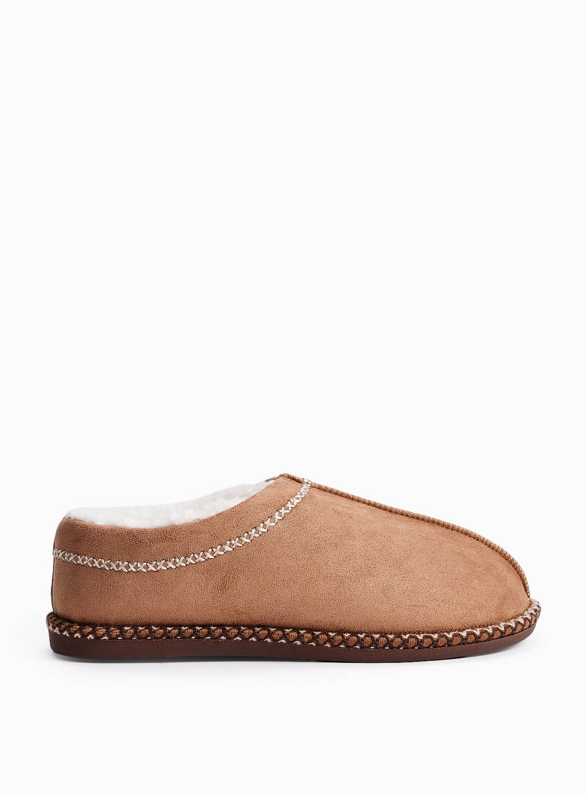 Tan Contrast Stitch High Back Mule Slippers M - Image 2