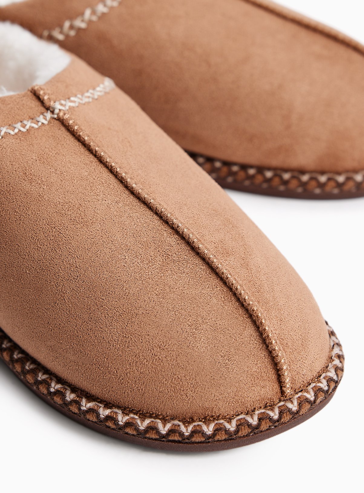 Tan Contrast Stitch High Back Mule Slippers M - Image 3 thumbnail