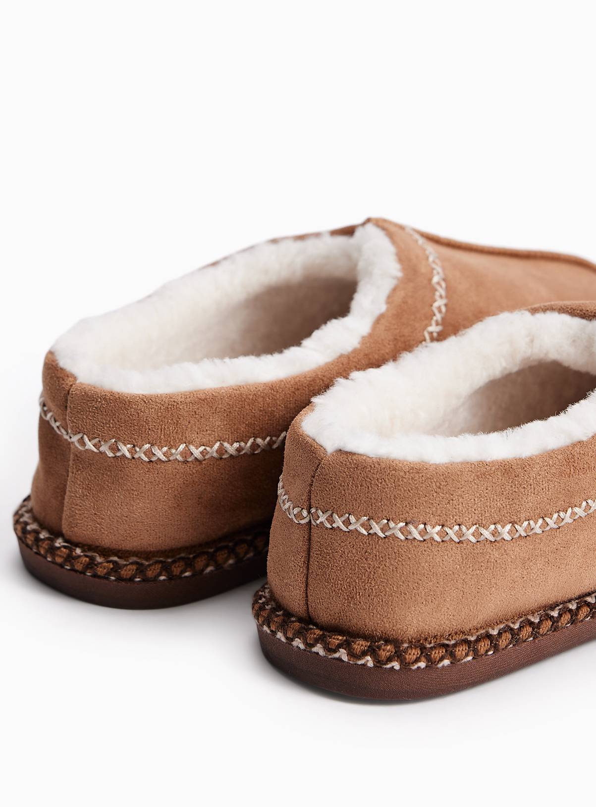 Tan Contrast Stitch High Back Mule Slippers M - Image 4