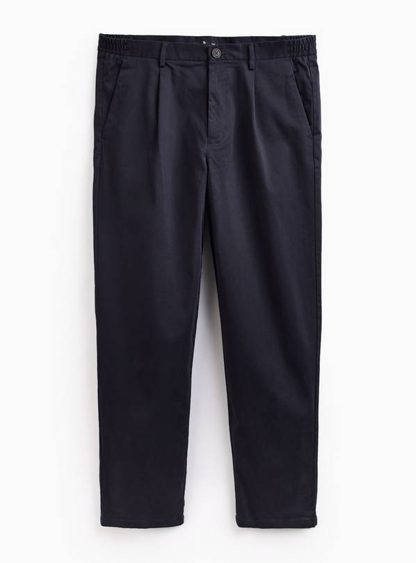Navy Regular Fit Cotton Rich Trousers 32S