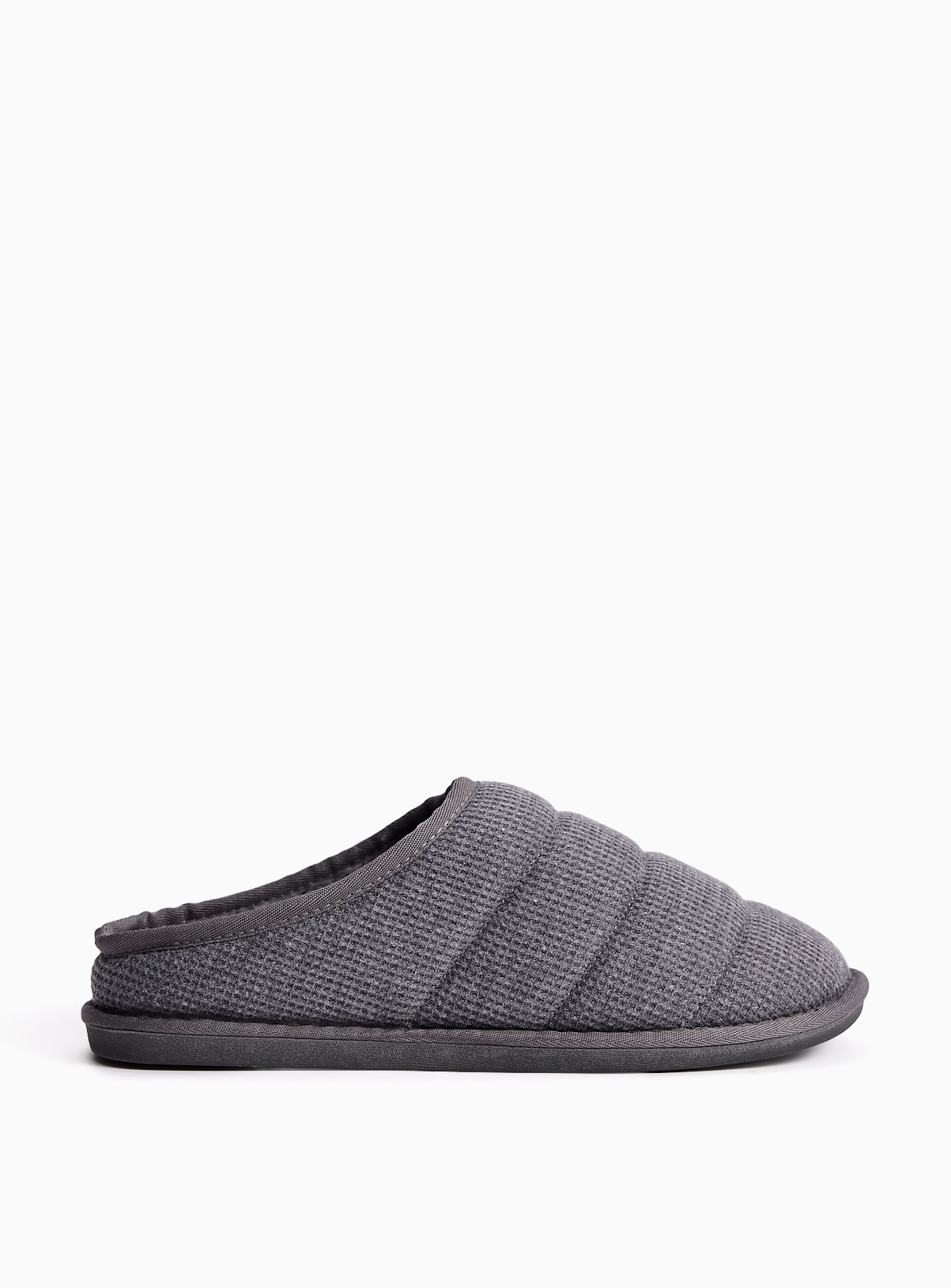 Charcoal Quilted Waffle Mule Slippers S - Image 2 thumbnail