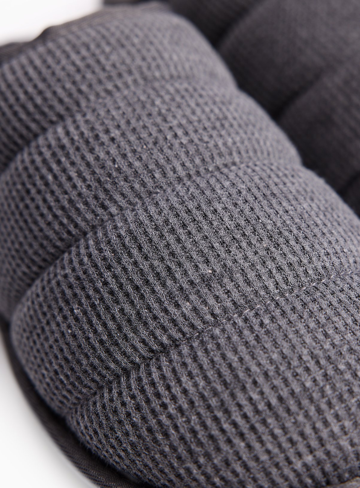 Charcoal Quilted Waffle Mule Slippers S - Image 3 thumbnail