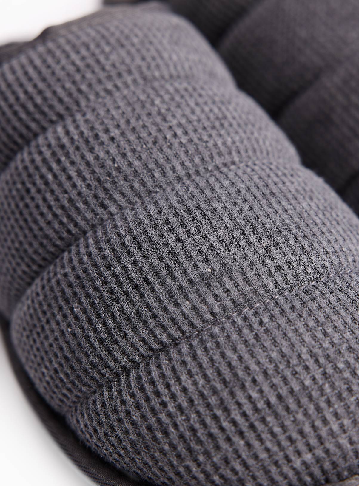 Charcoal Quilted Waffle Mule Slippers S - Image 3