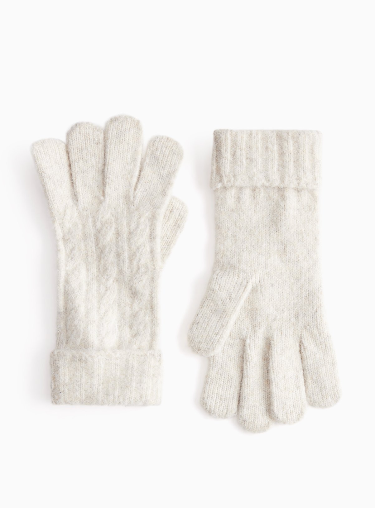 Cream Cable Knit Gloves One Size - Image 1 thumbnail