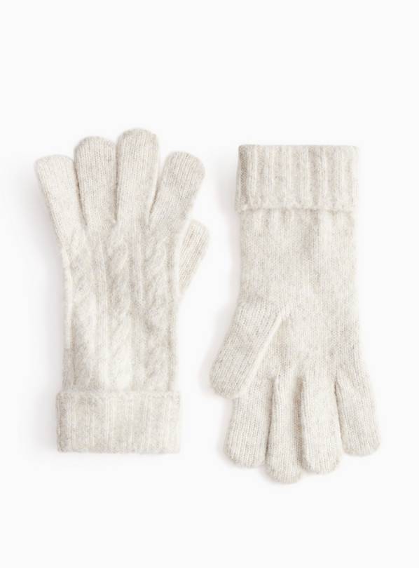 Cream Cable Knit Gloves One Size