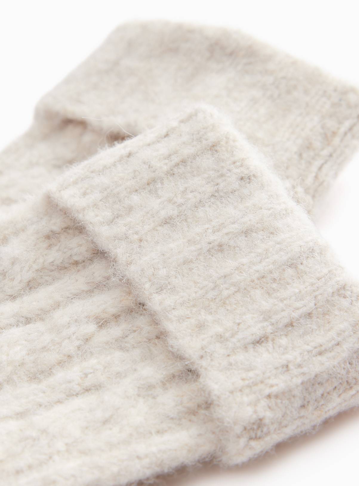 Cream Cable Knit Gloves One Size - Image 2