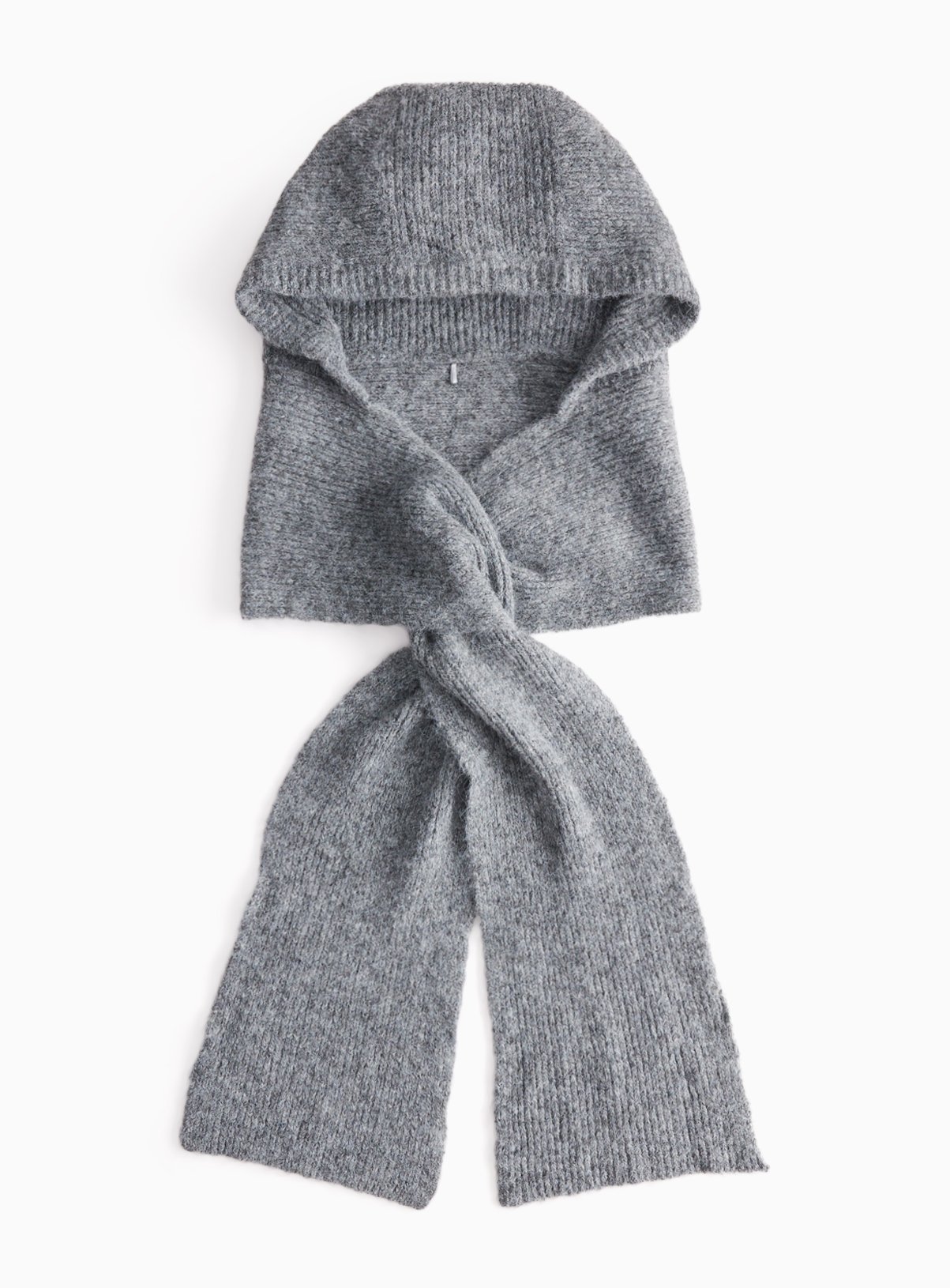Grey Knitted Hooded Scarf One Size - Image 2 thumbnail
