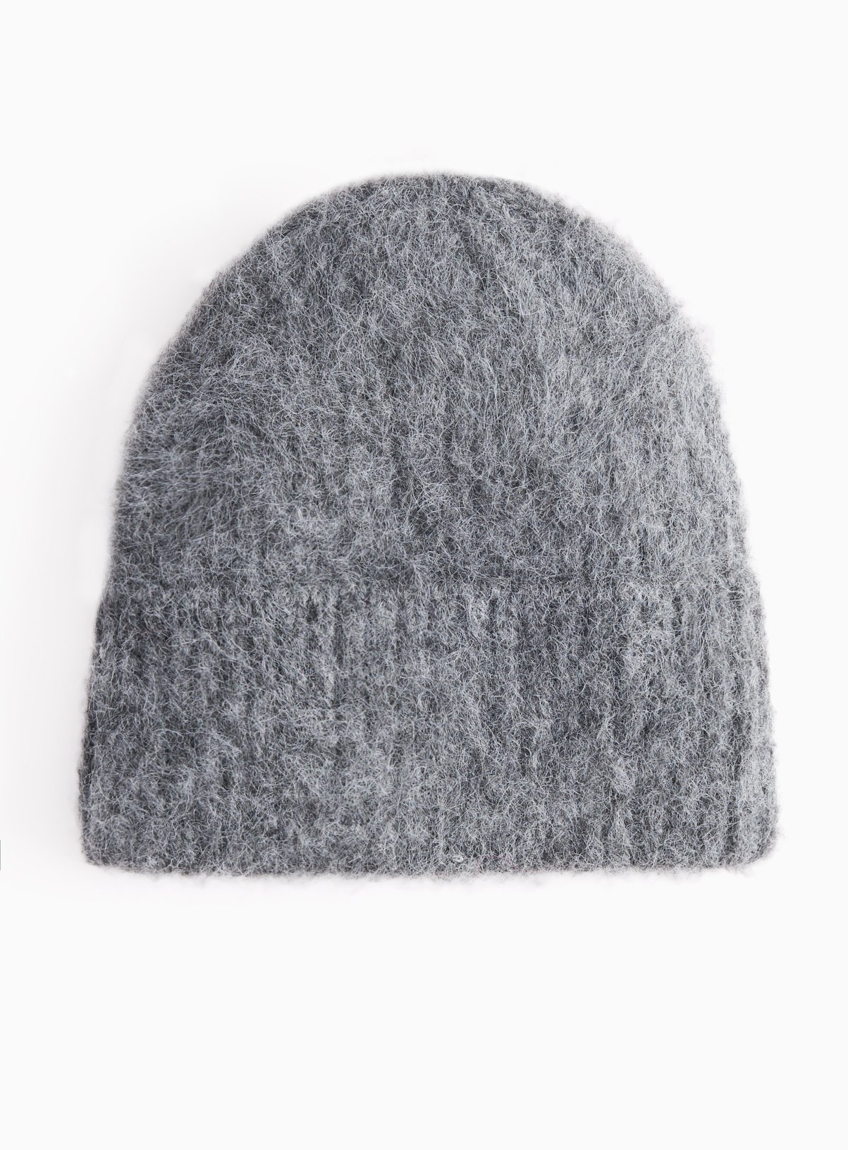 Grey Fuzzy Beanie Hat One Size - Image 2 thumbnail