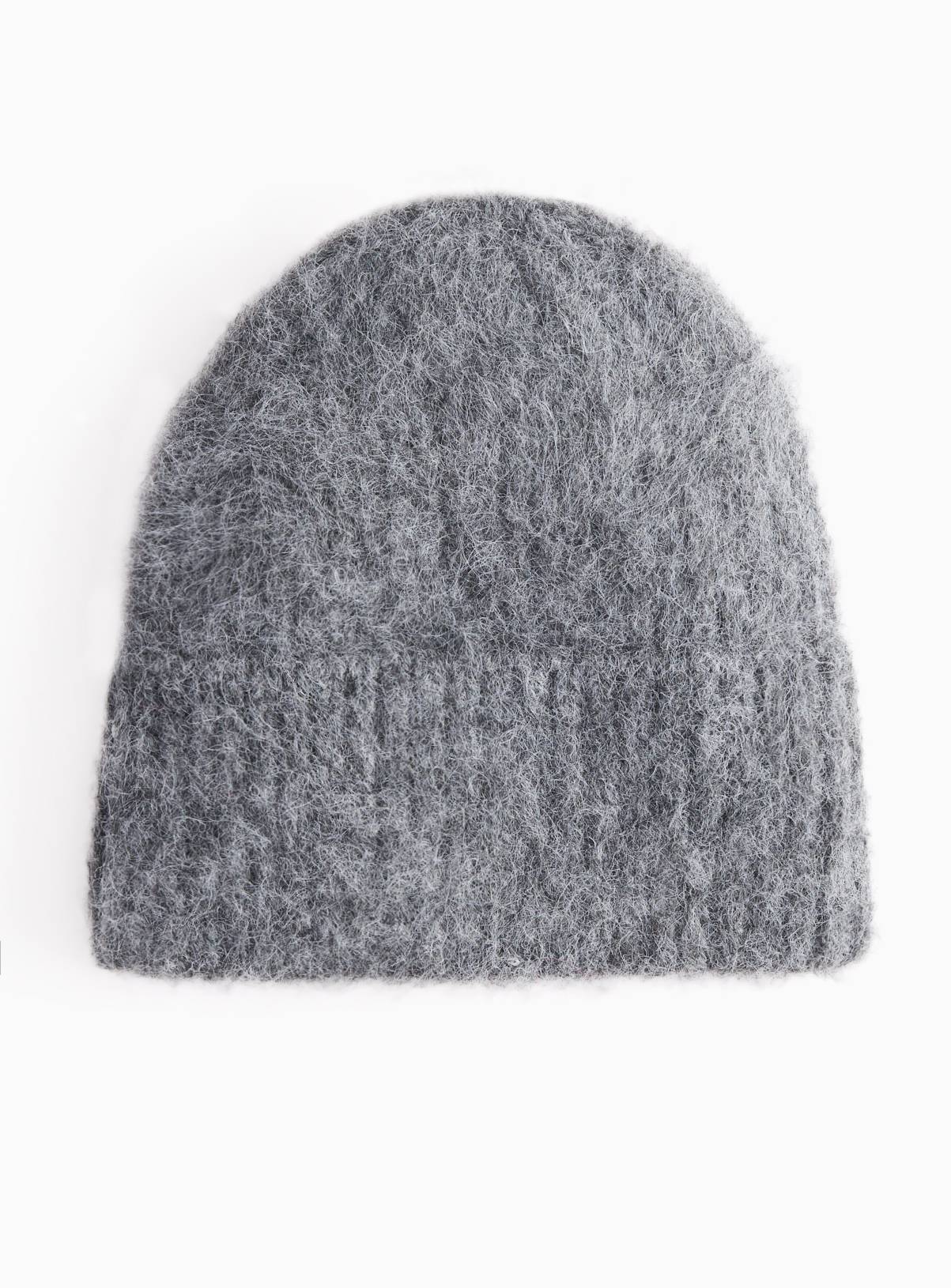 Grey Fuzzy Beanie Hat One Size - Image 2