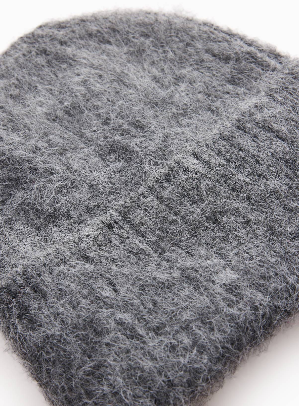 Grey Fuzzy Beanie Hat One Size - Image 3