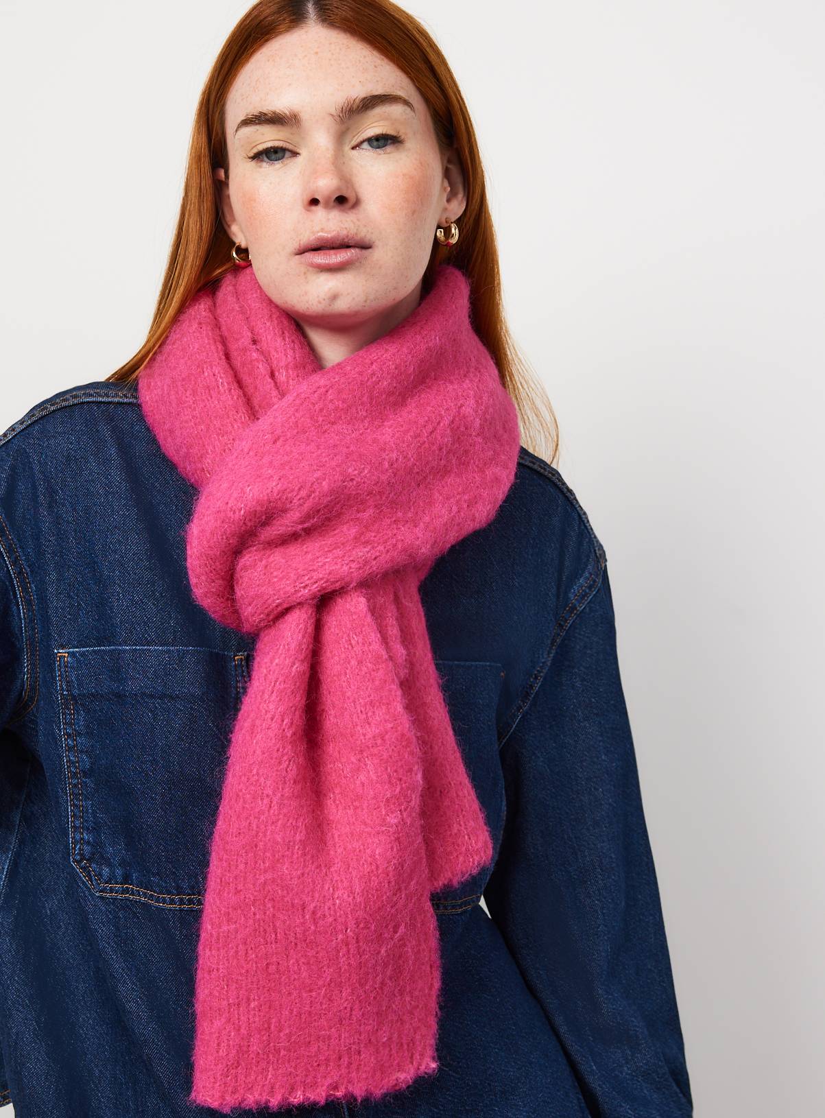 Hot Pink Fuzzy Scarf One Size - Image 1