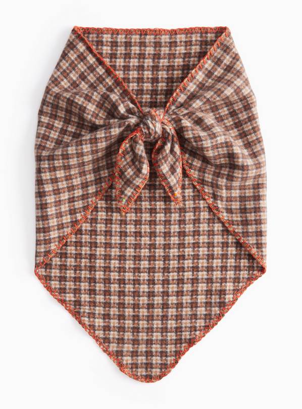 Brown Check Triangle Scarf One Size