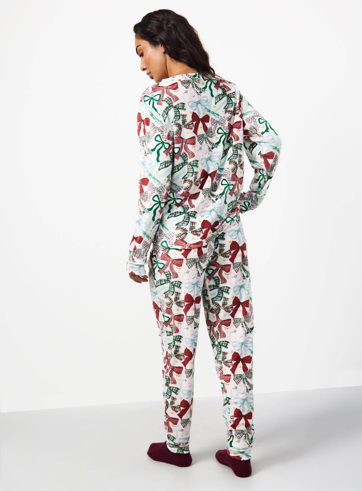 Christmas Festive Bows Slinky Pyjamas L - Image 5