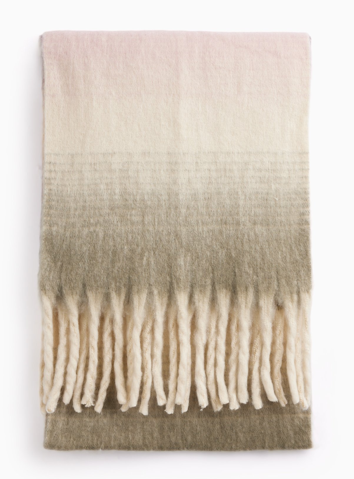 Pink & Green Ombre Tassel Scarf One Size - Image 1 thumbnail