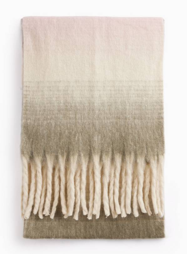 Pink & Green Ombre Tassel Scarf One Size
