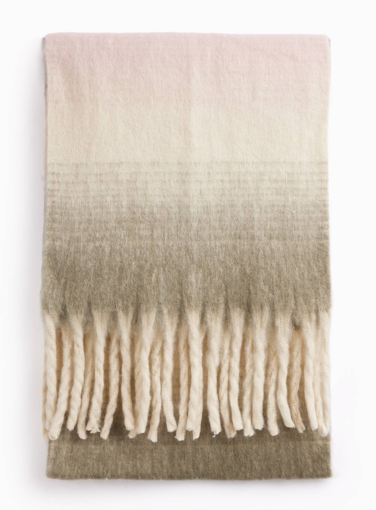 Pink & Green Ombre Tassel Scarf One Size - Image 1