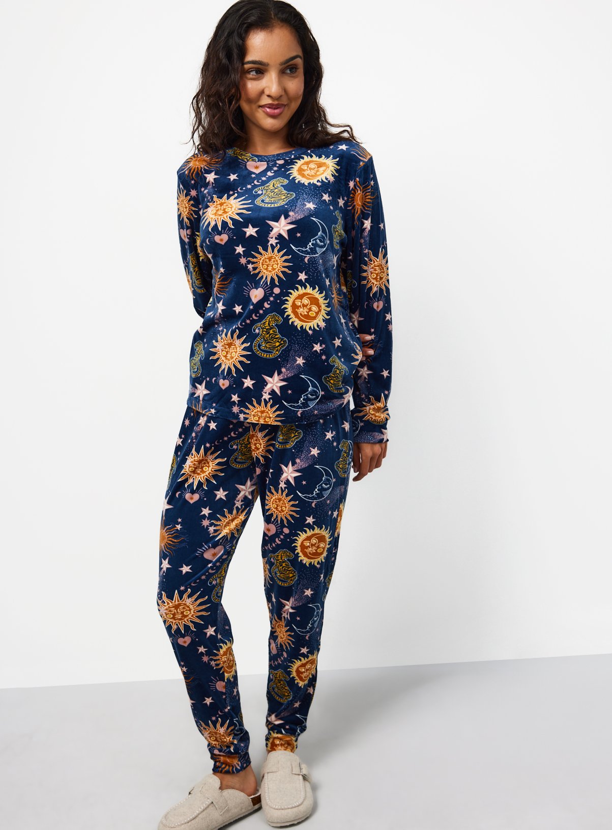 Christmas Navy Celestial Slinky Pyjamas XL - Image 3 thumbnail