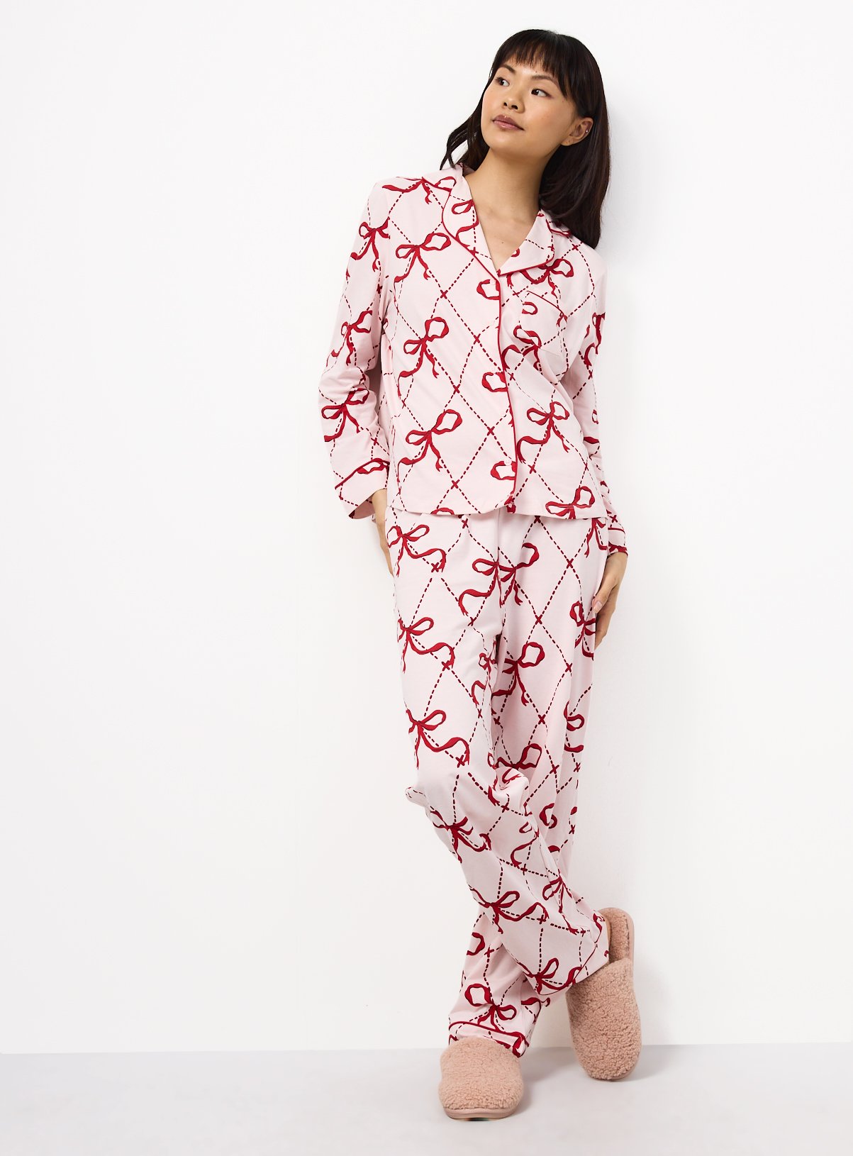 Christmas Pink & Red Bow Traditional Pyjamas XXL - Image 3 thumbnail
