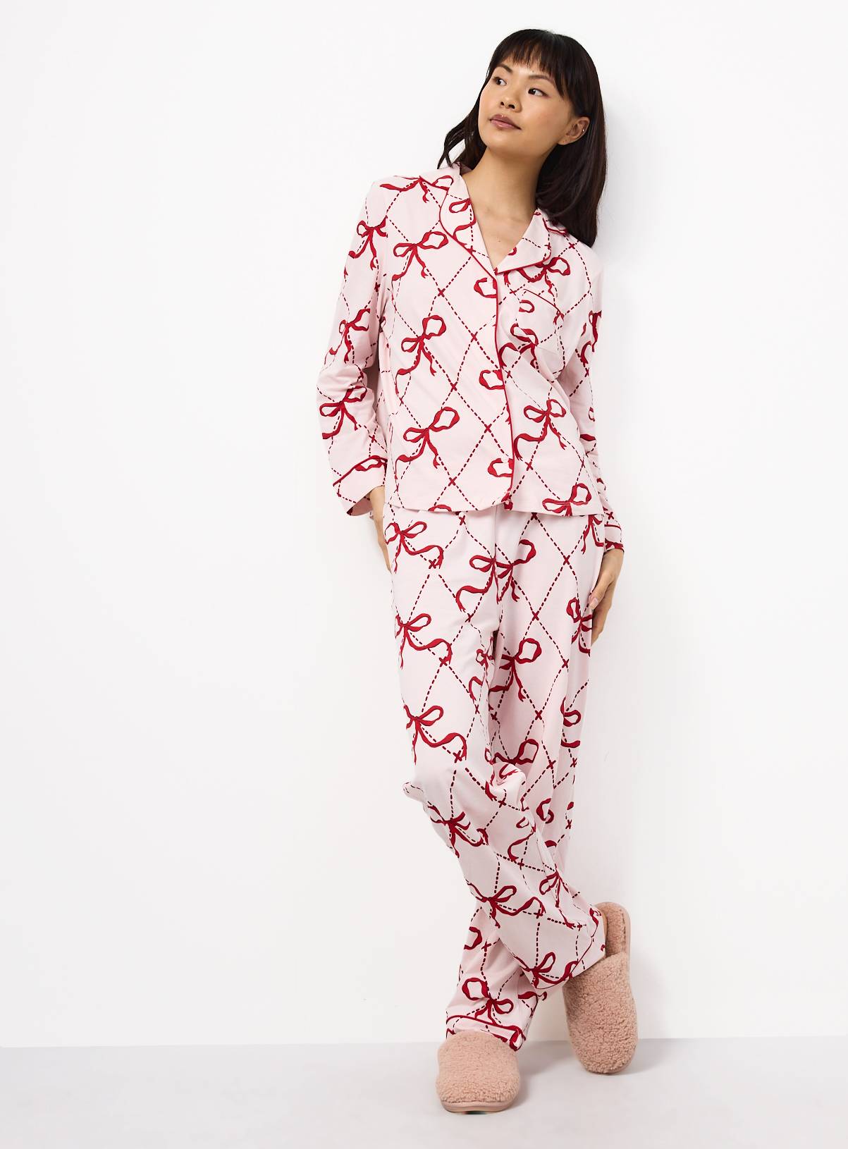 Christmas Pink & Red Bow Traditional Pyjamas XXL - Image 3