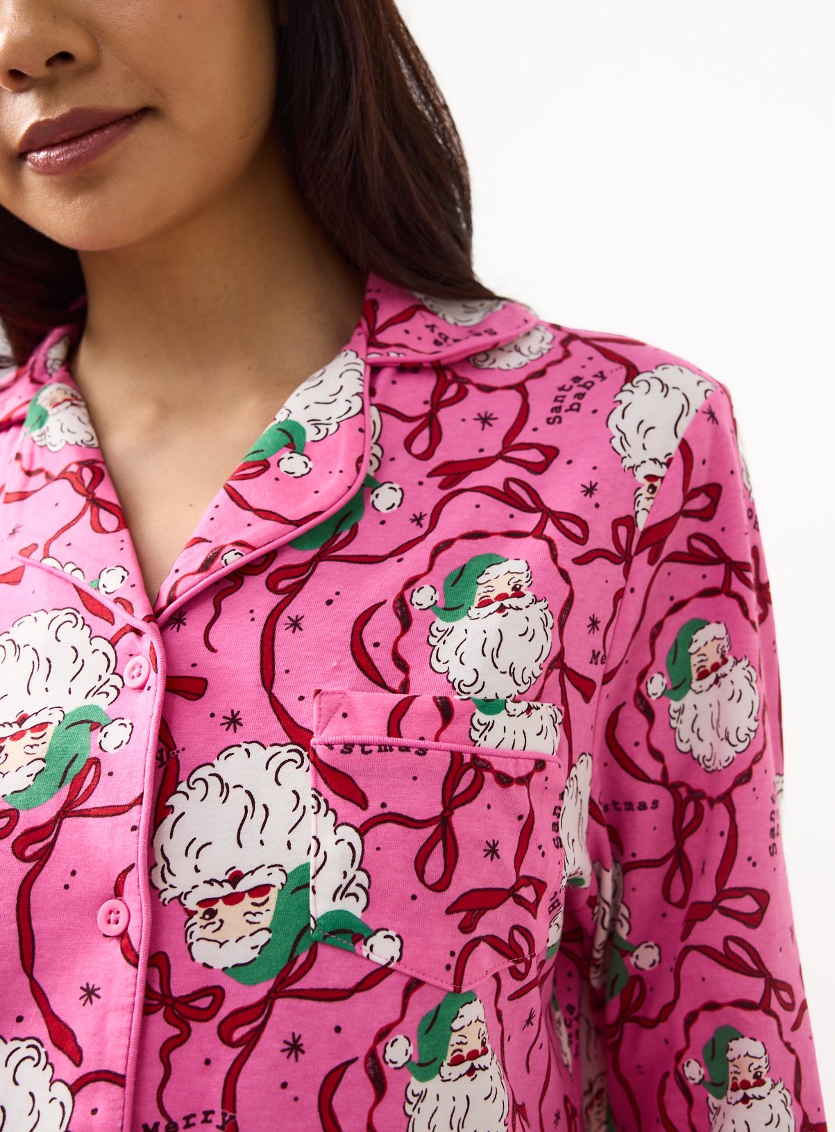 Christmas Santa Claus Pink Traditional Pyjamas S - Image 4 thumbnail