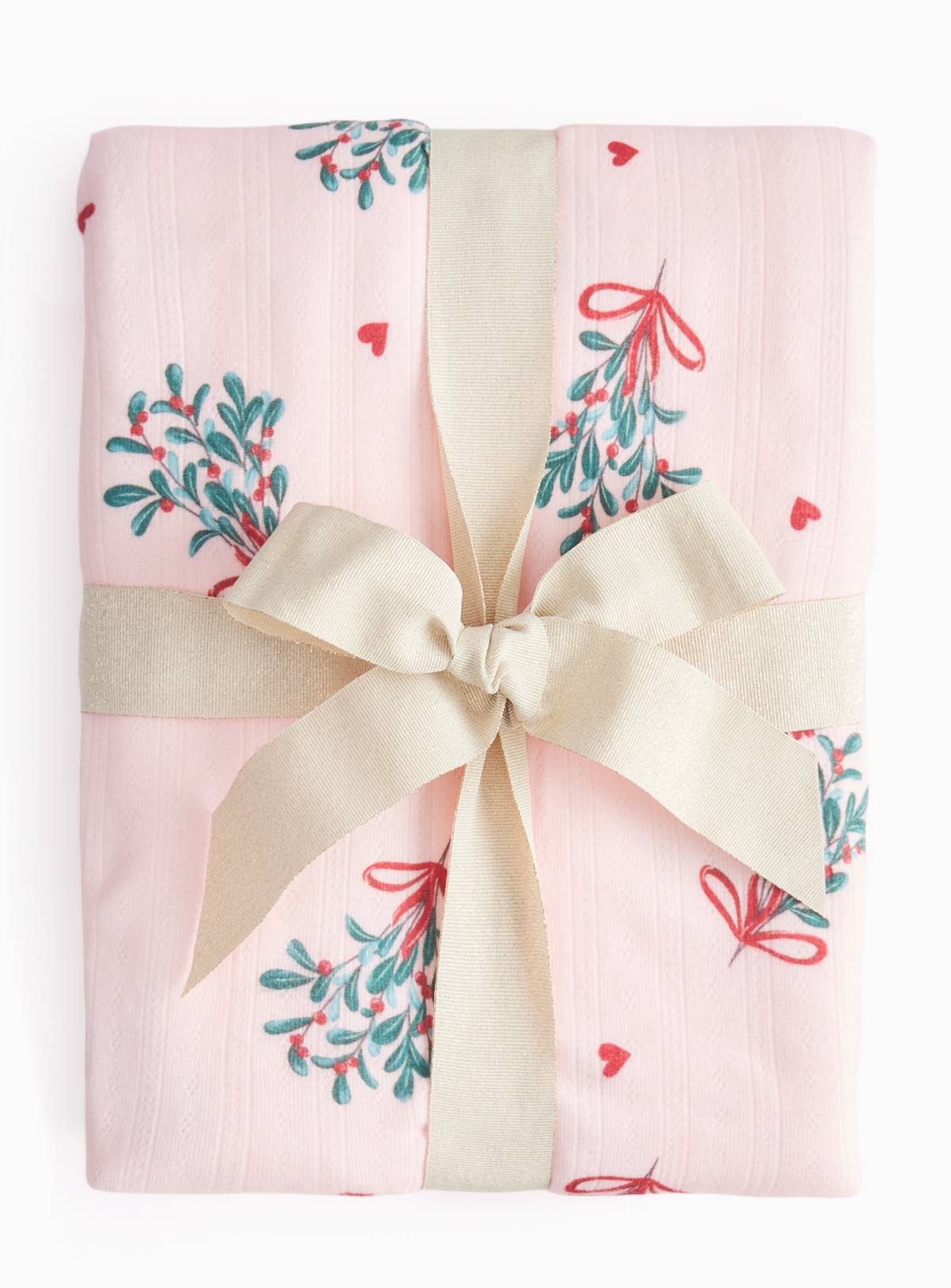 Christmas Pink Mistletoe Pointelle Pyjamas XS - Image 3